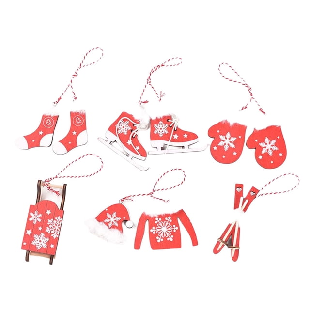 Naiovety Colgante de pared con Clip de de 6 piezas, decoración de Navidad, superficie lisa decorativa multiusos, colgantes para fiestas, Kits de decoración para fiestas Rojo