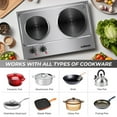 thumbnail image 5 of Cusimax 1800W Double Hot Plate, Stainless Countertop Burner, Silver Portable Electric Cooktop, CMHP-C180, 5 of 9