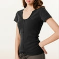 thumbnail image 1 of FcBaudy Hauts pour Femmes, Chemises pour Femmes, Blouses & Chemises à Manches Courtes Col Rond Blouse Décontractée Oversize Unie Col Rond à Capuche T-shirt Femme polyester, 1 of 7