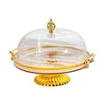 thumbnail image 3 of Decorative Kitchen Platter, Footed Pastry Display Server, Salad Bowl Cake Stand, Brown with Lid, 3 of 8