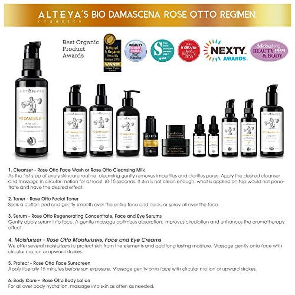 Alteya USDA Organic Day Face Moisturizer"BioDamascena" - With Organic Bulgarian Rose Oil, Anti-Aging, 50ml