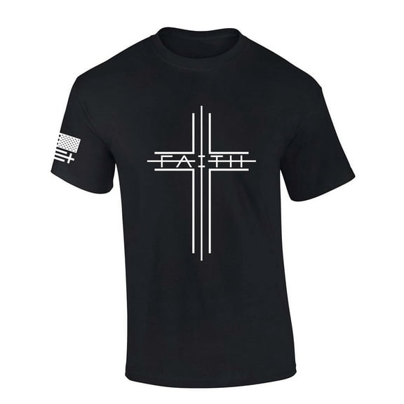 Trenz Shirt Company Mens Christian Tshirt Simple Faith Cross Jesus Christ Short Sleeve T-shirt Faith Tee-Black-5xl