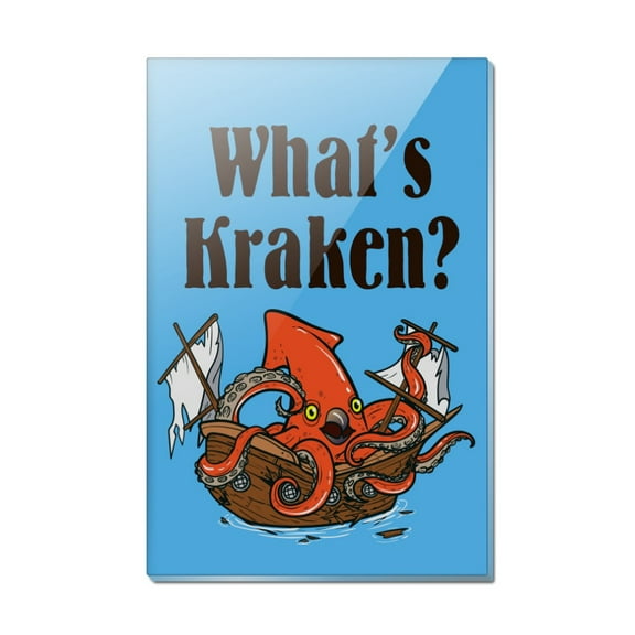 What's Kraken Giant Squid Destroying Ship Rectangle Acrylic Fridge Refrigerator Magnet