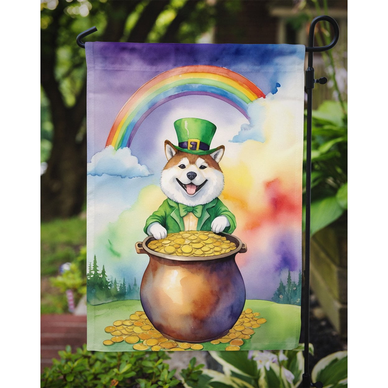 Akita St Patrick's Day Garden Flag 11.25 in x 15.5 in