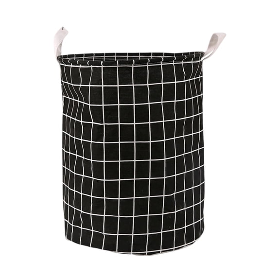 NTCLHFXU Laundry Storage Basket, Cotton and Linen Circular Household Double Clothes Hamper Storage Basket with Handles Storage for Laundry Room Black Free Size