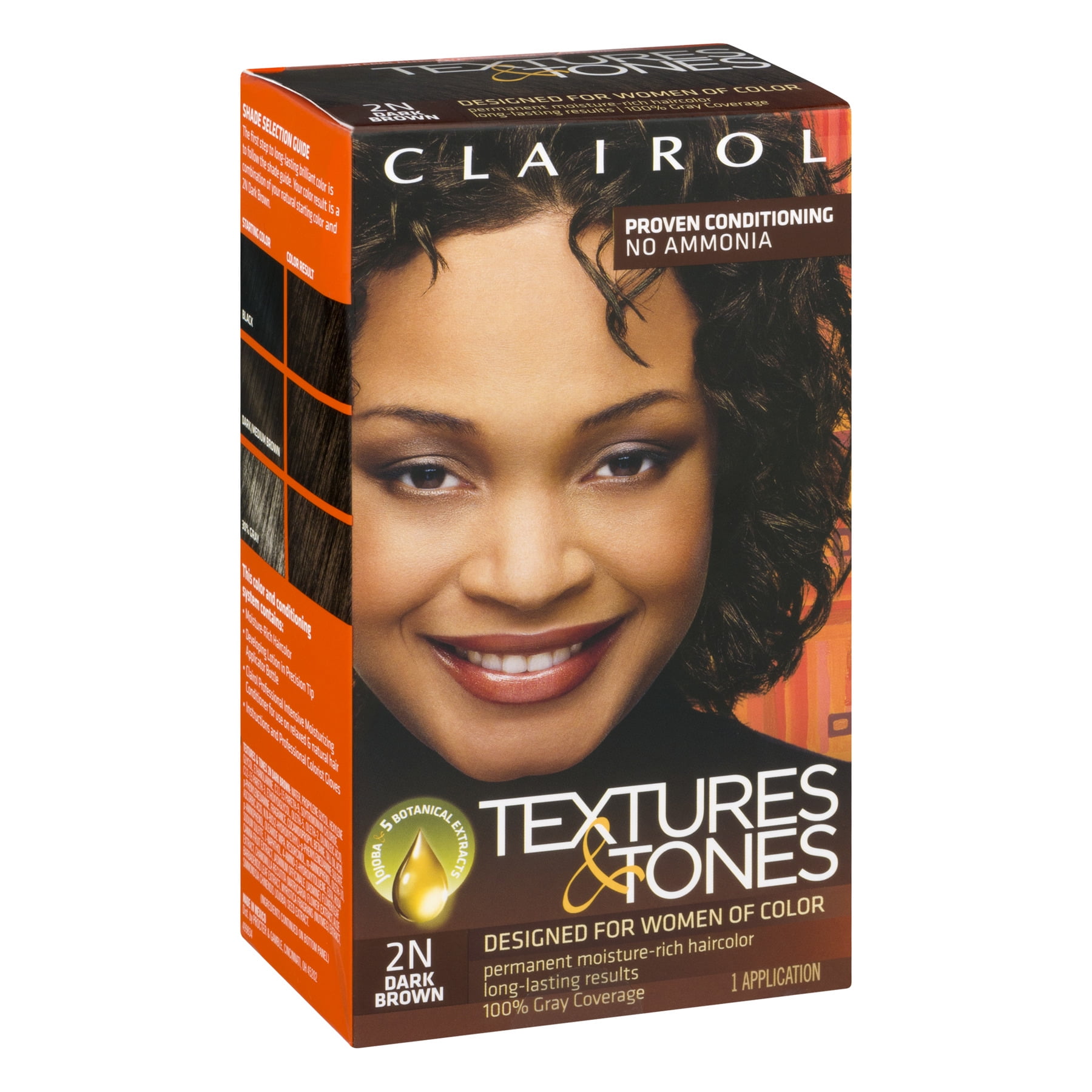 Clairol Textures & Tones 2N Dark Brown Permanent Moisture-Rich Haircolor, 1 application