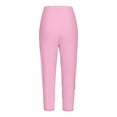thumbnail image 6 of Girls Cotton Cropped Leggings 3/4 Crop Pants Ruched Slim Basic Capri Leggings Summer Casual Tights Under Dress or Tunics (3 Years, Pink), 6 of 6