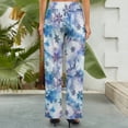 thumbnail image 4 of Wide Leg Pants Woman, Icy Blue Snowflakes High Waist Knot Palazzo Pants for Women, Elastic Sweatpants Yoga Lounge Pants Trousers with Pockets Fall Pants for Women 2024, 4 of 6