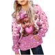 thumbnail image 2 of Sudadera con capucha para niños, camiseta de manga larga con estampado de cuello redondo para niños y niñas mayores, sudadera con capucha, top de poliéster para niña, 2 of 6