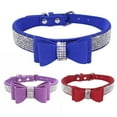 thumbnail image 3 of Yesbay Rhinestone Dog Collar Faux Suede Leather Bowknot Puppy Cat Pet Bling Necklace, 3 of 8