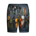 thumbnail image 4 of Fotbe Various Herbs And Spices In Spoons Pajama Shorts for Men, Men's Pajama Bottoms, Sleepwear,Short Pajama Pants-4X-Large, 4 of 9