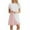 Pink, variant on Women Mini Short Swing Dress Summer Casual Loose Short Sleeve Round Neck Mini Dress Color Block Printed A-Line Beach Sundresses, Pink 3XL