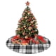 thumbnail image 4 of Falda para árbol de Navidad a cuadros escoceses en blanco y negro (1), suave y divertida decoración navideña de granja con cuello para árbol de Navidad de 30", 4 of 4
