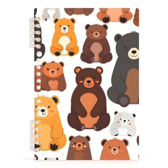 Cartoon Bears Family Notebooks 1-subject Journal 60 Sheets A5 College Ruled Paper Detachable Ring 8.3"x5.7"