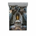 thumbnail image 2 of Rustic Bedding Set with Sheet & Covers, Destroyed Main Entrance Hallway of Ravaged Opera House with Symmetric Stairs Photo, Printed Bedroom Decor 2 Shams, 4 Sizes, Brown Beige, by Ambesonne, 2 of 3