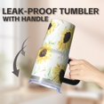 thumbnail image 5 of Sunflower 20oz Stainless Steel Tumbler with Handle and Straw – Insulated Travel Cup with Sliding Lid, 360° Full Wrap Printed Mug for Home, Outdoor & Sports Use, Foral, 5 of 6