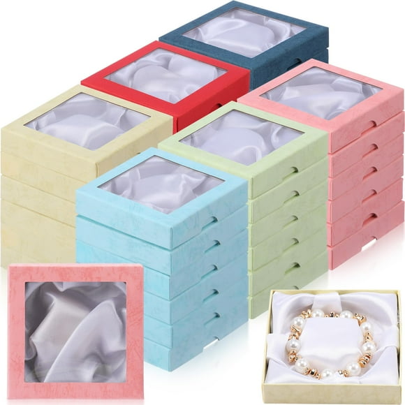 Caja de regalo para joyas Yeaqee, 72 unidades, cartón con tapa transparente