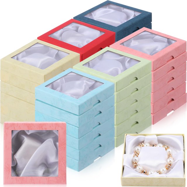 Caja de regalo para joyas Yeaqee, 72 unidades, cartón con tapa transparente