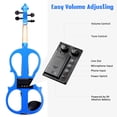 thumbnail image 3 of 4/4 Electric Violin Full Size Wood Silent Fiddle Stringed Instrument Bow Headphone Case Blue, 3 of 11