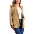 thumbnail image 4 of INSPIRE CHIC Women's Blazer Lapel Collar One Button Faux Suede Dressy Suit Jacket XS Khaki, 4 of 6