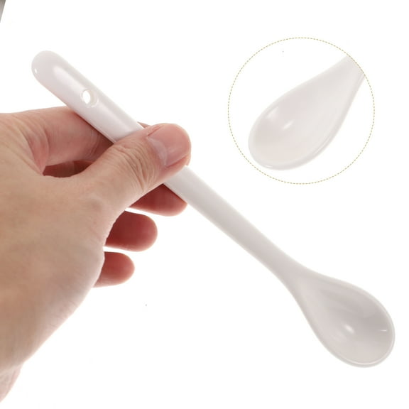 5pcs Ceramic Coffee Spoon, White Stirring Spoons Long Handle Serving Spoons for Tea Coffee Yogurt
