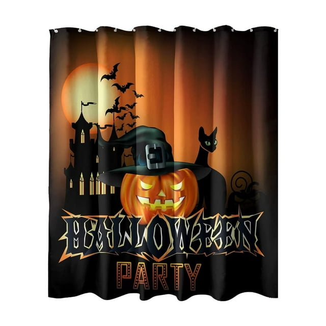 SLYNSHome Rideau de Douche Halloween pour Salle de Bain, Rideaux de Bain Citrouilles Décoration de Salle de Bain Halloween Rideaux Effrayants