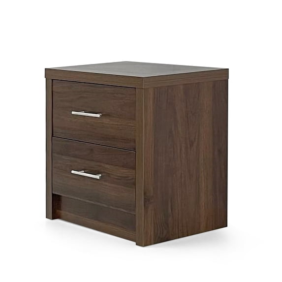 GDF Studio Marlette Modern Faux Wood 2 Drawer Nightstand, Walnut