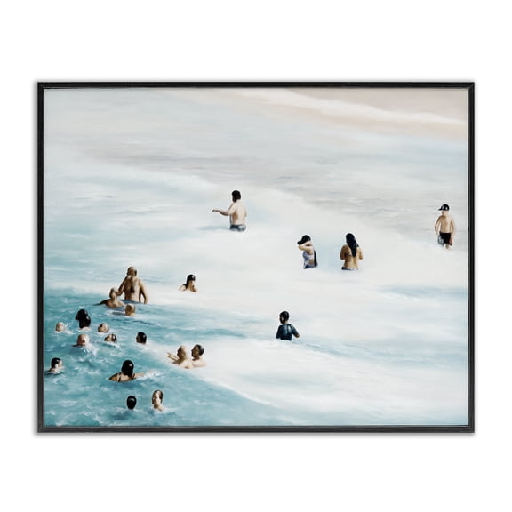 Stupell Industries Coastal People Swimming in Beach Waves Black Framed Giclee Art, 14 x 11, by Urban Road