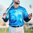 thumbnail image 6 of Balery Blue Shell Baseball Jersey for Men Casual Button Down Shirts Short Sleeve Active Team Sports Uniform-4X-Large, 6 of 9