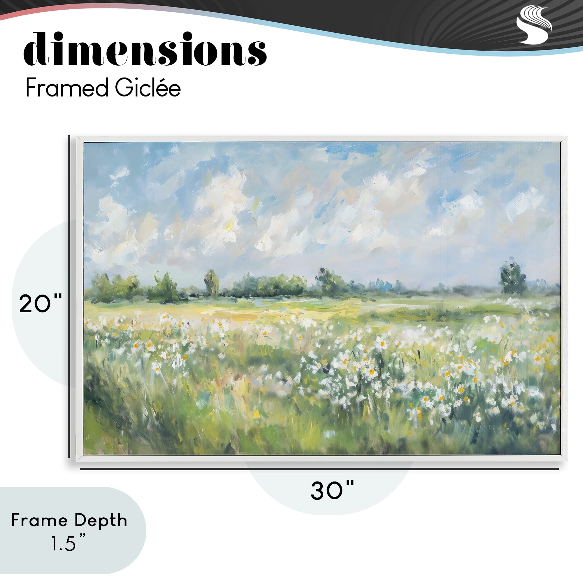 Stupell Industries Daisy Field Landscape Impression White Framed Giclee Art, design by Creative Studio