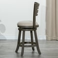 thumbnail image 3 of Cfowner 24" Counter Height Slat Back Swivel Stool, Weathered Gray Finish, Beige Fabric Seat, 3 of 6