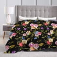 thumbnail image 4 of Colorful Peony Flowers Print Fleece Throw Blanket Ultra Soft Cozy Decorative Flannel Blanket All Season for Home Couch Bed Chair Travel 50x40in, 4 of 6