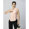 thumbnail image 3 of Moomaya Womens Solid Sleeveless Top, Mandarin Collar Shirt Top, 3 of 8
