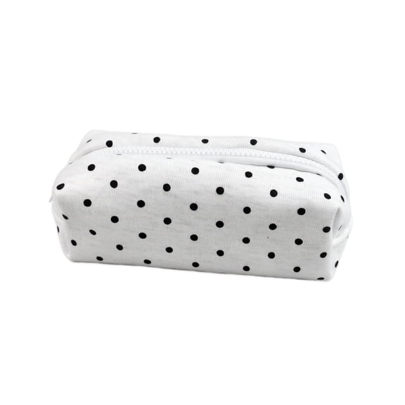 Polka Dot Corduroy Pencil Case with Zipper, Cute Y2K Stationery Bag for Students, Kawaii Pen Holder Pouch for School Office, Compact Makeup Organizer and Aesthetic Gift for Her