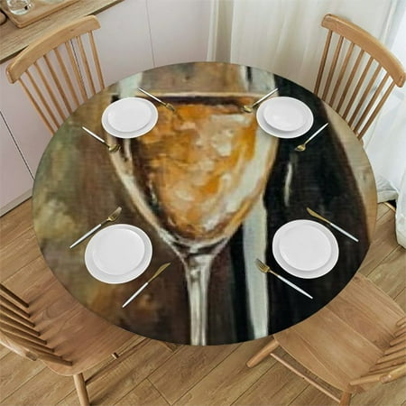 

Patifu Wine Glass Bottle Round Tablecloth Stain-Resistant Washable 100% Polyester Table Cloth Full Width Single-Sided Printing Ideal for Indoor Outdoor Restaurants Weddings Parties 31 -35