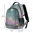 thumbnail image 2 of FORMRS Unisex Backpack Elementary School Travel Bookbag with Reflective Stripes, Purple Forest Scene, 2 of 7
