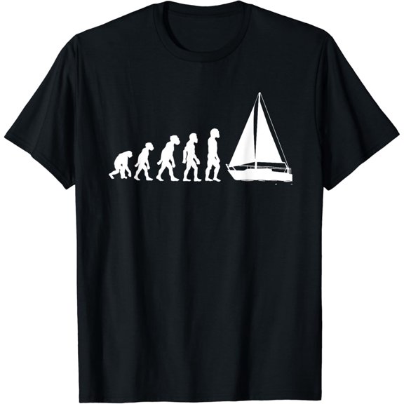 Funny Human Sailing Evolution Sailboat Sailor Boating Yacht T-Shirt men and women can wear, black, white, gifts