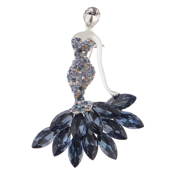 Women's Lady in Mermaid Dress Crystal Studded Snowflake Casual Novelty Holiday Pin Brooch