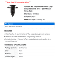 thumbnail image 2 of Ambient Air Temperature Sensor Clip - Compatible with 2015 - 2019 Nissan Versa Note 2016 2017 2018, 2 of 2