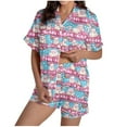 thumbnail image 5 of Women Christmas Pajama Set Short Sleeve Shorts Sleepwear Two Piece Pjs Holiday Santa Print Nightwear, 5 of 8