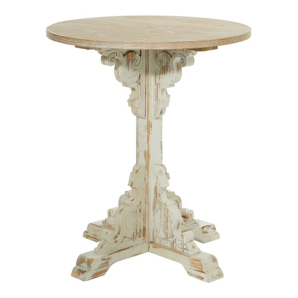 DecMode 29" x 26" White Wood Farmhouse Accent Table