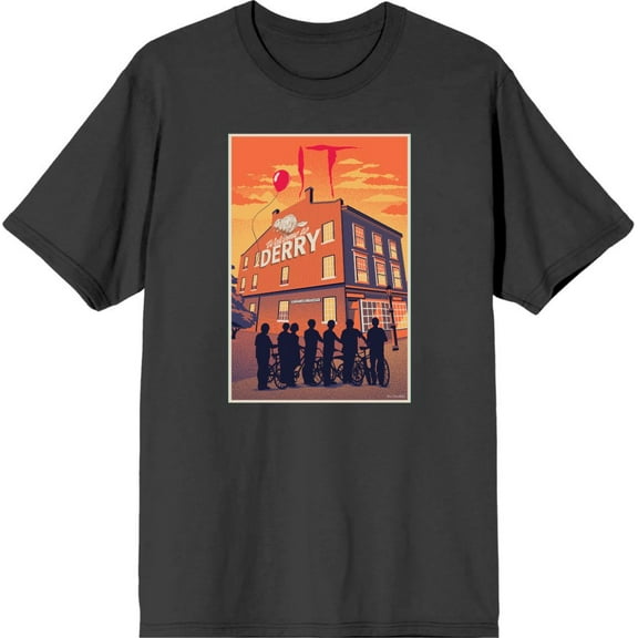 It Derry Sunset Poster Art Men's Charcoal Crew Neck Short Sleeve Tee-Large
