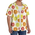 thumbnail image 4 of Xecao offers the Lemon Orange for Men's Casual Short-sleeved Shirt, a button-up collared shirt with a pocket, perfect for beach vacations and yacht travel in the Large size., 4 of 7