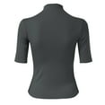 thumbnail image 5 of WTXUE Base Layers Elbow-Length, Crew Neck Women's Slim Underlay T Shirt Medium Sleeve Versatile Top Solid | Casual for Women Dark Gray XXL, 5 of 5