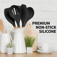 thumbnail image 6 of Zulay Kitchen Non-Stick Silicone Utensils Set with Acacia Wood Handles 5 Piece Silicone - Black, 6 of 10