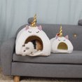 thumbnail image 4 of Adorable Unicorn Pet Sleep Cage Winter Warm Pet Bed for Hamster Rabbit Squirrel (White, Size M), 4 of 7