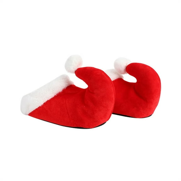 ZPAQI Lovely Christmas Santa Slippers Festive Red Cartoon Shoes Winter Warm Slippers