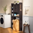 thumbnail image 5 of Aiho Tall Over‑the‑Toilet Storage Cabinet, Space‑Efficient Bathroom Organizer with 2 Doors and Adjustable Shelving, Ideal for Bathroom Laundry Room, Dark Brown, 5 of 12