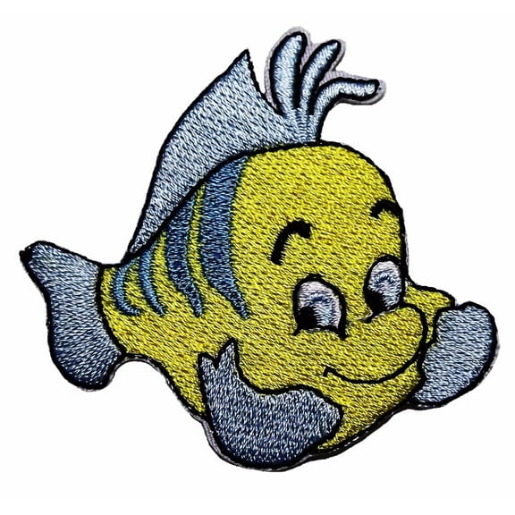 The Little Mermaid Movie Flounder 2 1/2" Tall Embroidered Patch