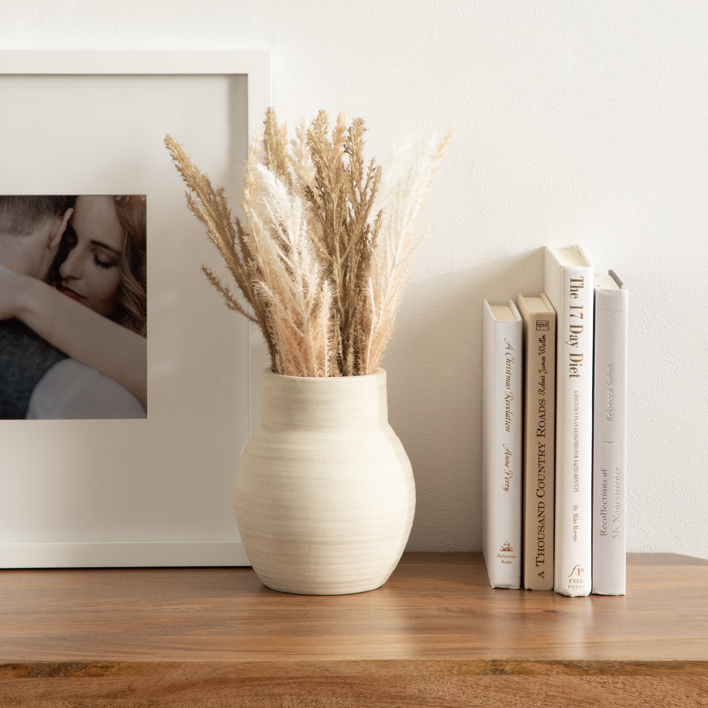 Better Homes & Gardens Mixed Artificial Pampas Grass in Cement Vase
